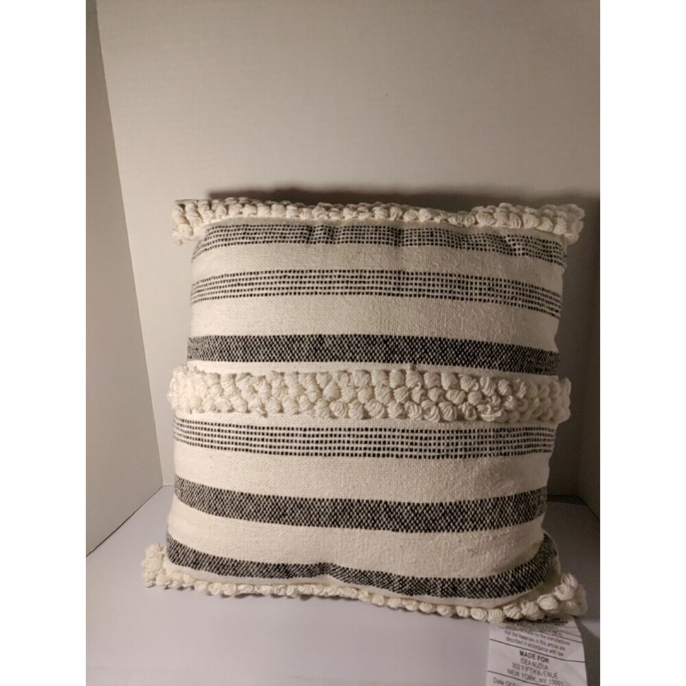 Overstuffed White And Black Throw Pillow 16x16